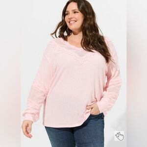 Torrid Pink Lace Trim Sweatshirt